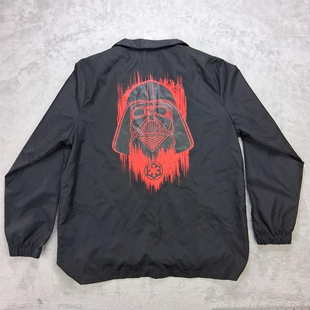Star Wars CultureFly Darth Vader Jacket Mens L Black Red Snap Front Streetcore